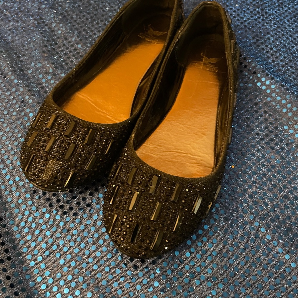 Black Jeweled Flats
